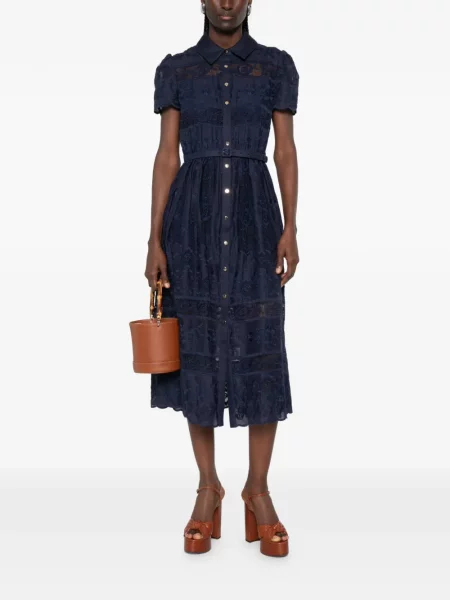 Cu centură rochie midi Self-portrait albastru
