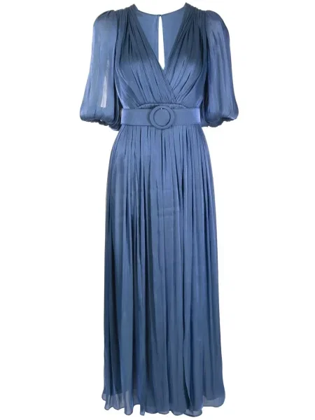 Sukienka midi Costarellos do kolan z rozcieciem garniturowa niebieska