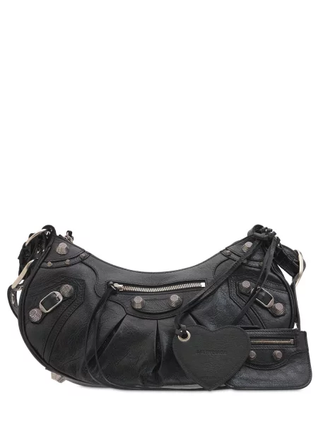Kožená taška Balenciaga Le Cagole čierna