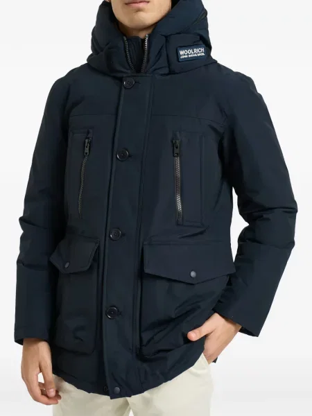 Palton Woolrich cu glugă cu autograf albastru