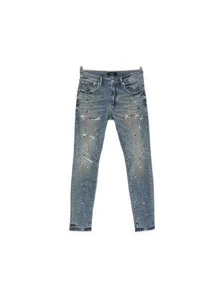 Jeansy skinny Purple Brand z niską talią niebieskie