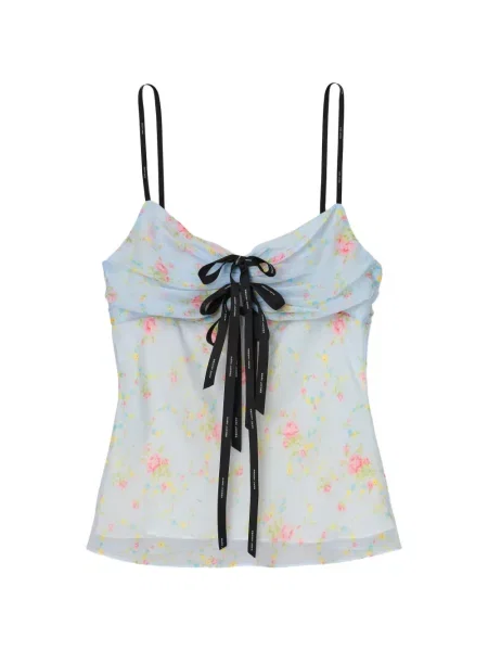 Top Marc Jacobs cu funde cu model floral albastru
