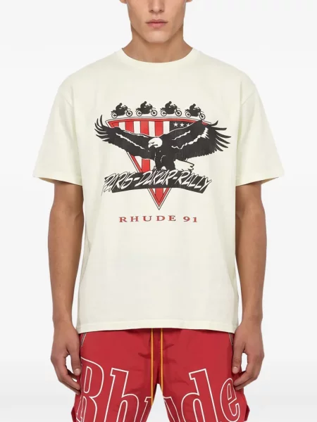 Tricou Rhude cu imagine alb