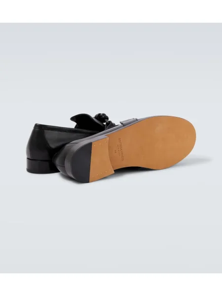 Kožené loafersy Bottega Veneta čierna