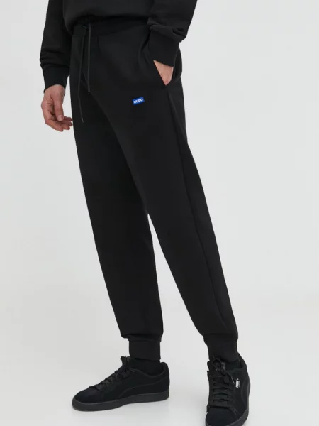 Hugo Blue pantaloni de trening din negru neted alb