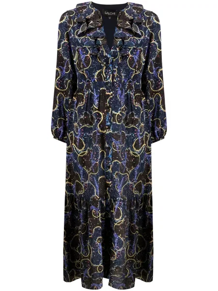 Rochie Saloni cu imagine de costum albastru