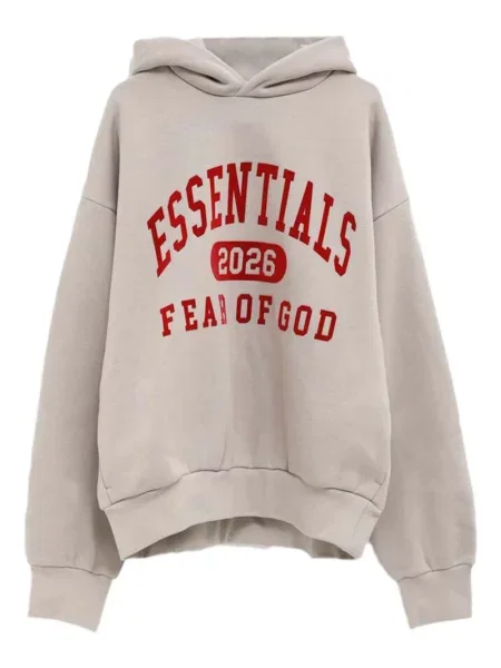 Hanorac cu glugă Fear Of God Essentials cu imagine gri