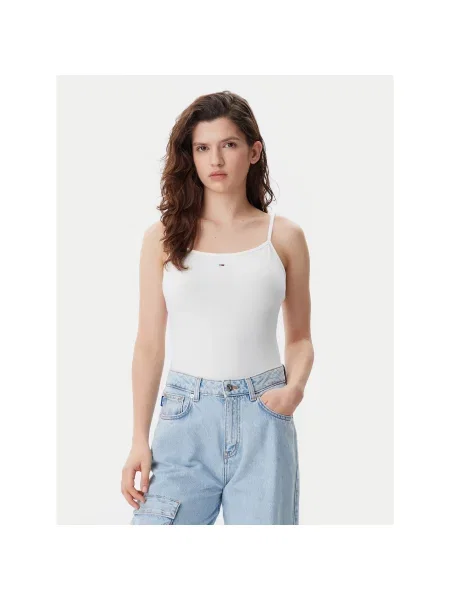 Tommy Jeans Top Essential Écru Slim Fit