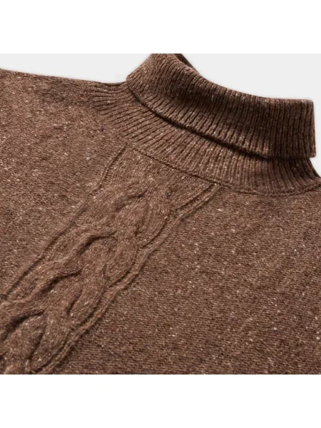 Sweter z golfem Brooks Brothers wełniany do golfa brązowy