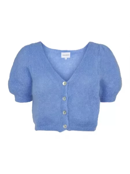 Kardigan American Dreams z dekoltem w serek niebieski