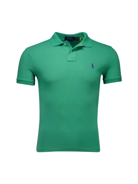 Długa koszulka polo Polo Ralph Lauren z logo z krótkim rękawem zielona