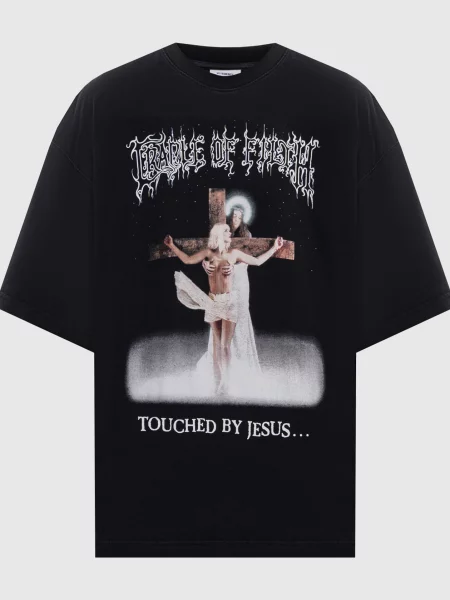 Футболка з брендовим принтом Vetements чорна