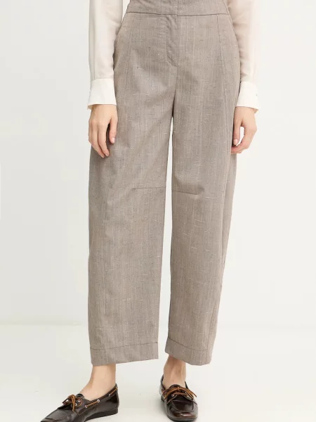MAX&Co. pantaloni din lână drept high waist bej