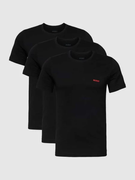 T-shirt z nadrukiem z logo w zestawie 3 szt. Hugo czarna