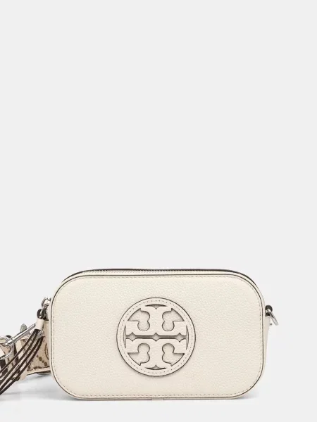 Tory Burch geantă de piele Miller Mini Crossbody bej