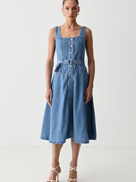 Morgan rochie evazată din denim RABLAI albastru