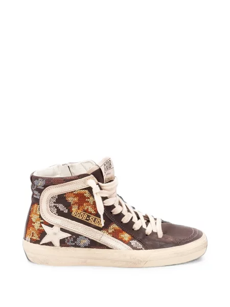 Top Golden Goose cu broderie din piele maro