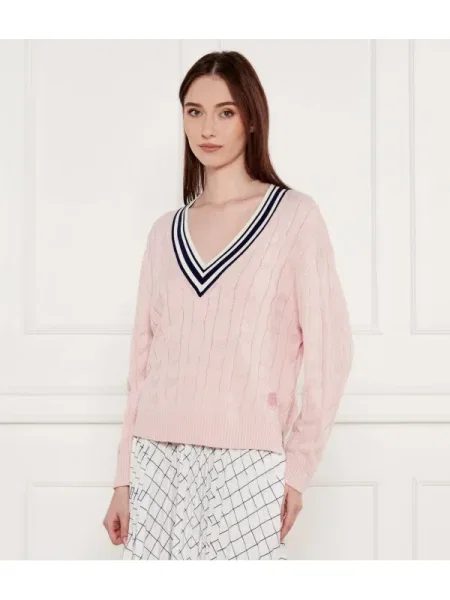 Marc Cain Pulover | Relaxed fit | cu adaos de mătase și cașmir roz