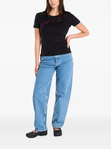 Tricou Desigual cu broderie negru