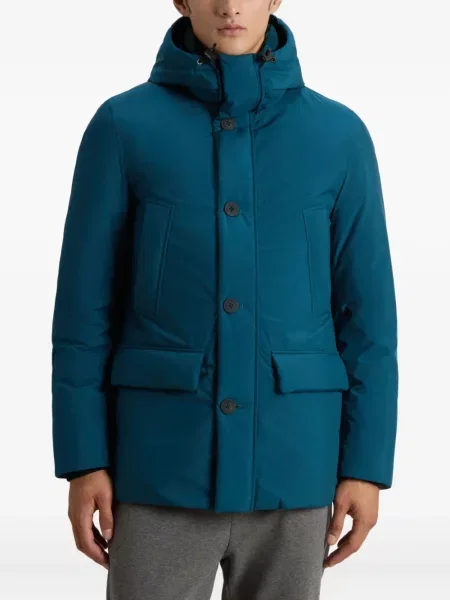 Geacă Woolrich cu glugă albastru