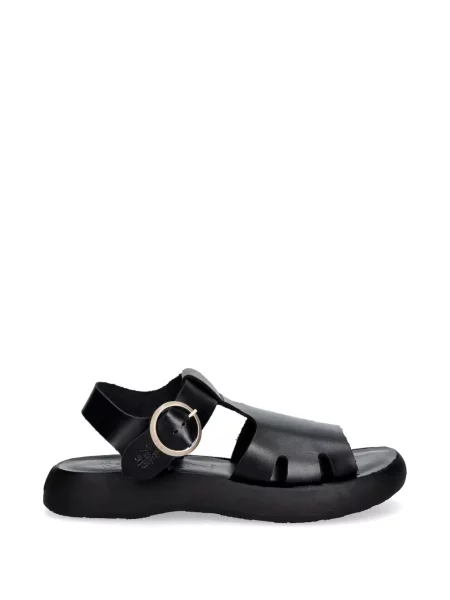 Sandale Fly London din piele cu cataramă negru