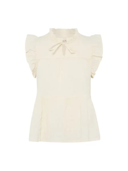 Bluzka Part Two z falbankami beżowa