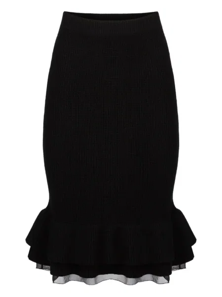 Fustă Nina Ricci tricotate cu volane negru