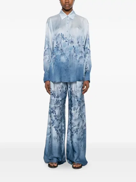 Koszula w kwiaty Ermanno Firenze w kwiatki niebieska