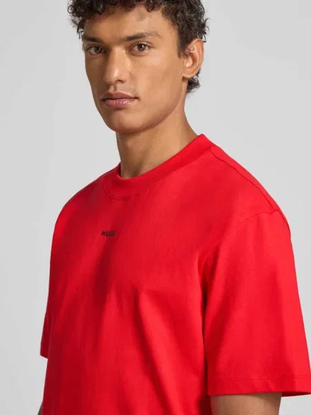 T-shirt o luźnym kroju z czystej bawełny model DAPOLINO' Hugo czerwona