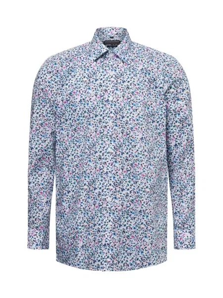 Finshley & Harding koszula biznesowa Easy Care Mężczyźni Modern Fit wzorzysty 38 niebieski