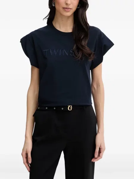 Tricou Twinset cu broderie albastru
