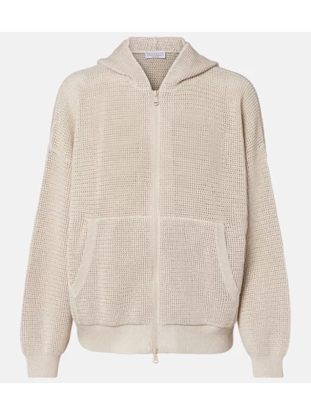 Hanorac cu glugă Brunello Cucinelli tricotate bej