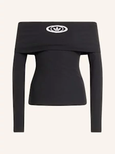 Top Adidas Originals z długim rękawem z odkrytymi ramionami czarny