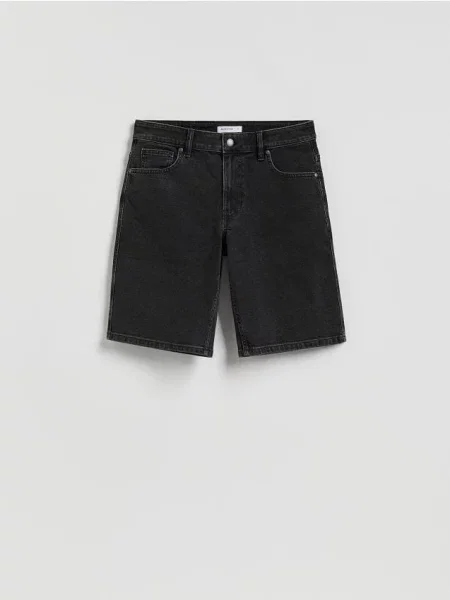 Reserved Pantaloni scurți straight din denim negru