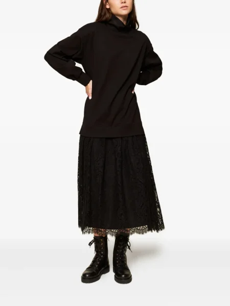 Fleece κοστούμι μίντι φόρεμα Twinset με μήκος μέχρι το γόνατο μαύρο
