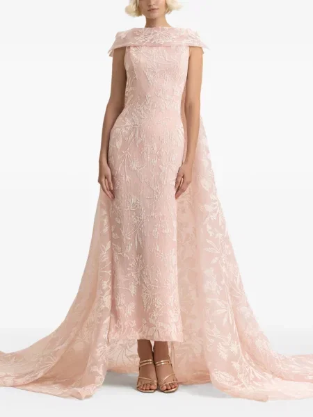 Kołnierzykowy sukienka maxi Gemy Maalouf różowa