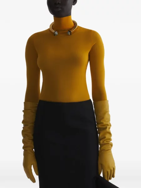 Дълго топ Mugler с дълъг ръкав оранжево