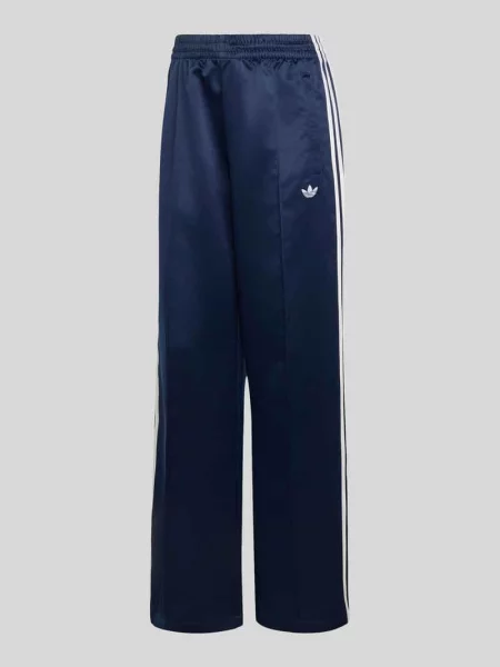 Satynowe spodnie dresowe Adidas Originals z elastyczną talią granatowe