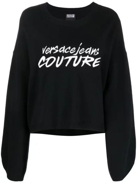 Pulover Versace Jeans Couture cu broderie negru
