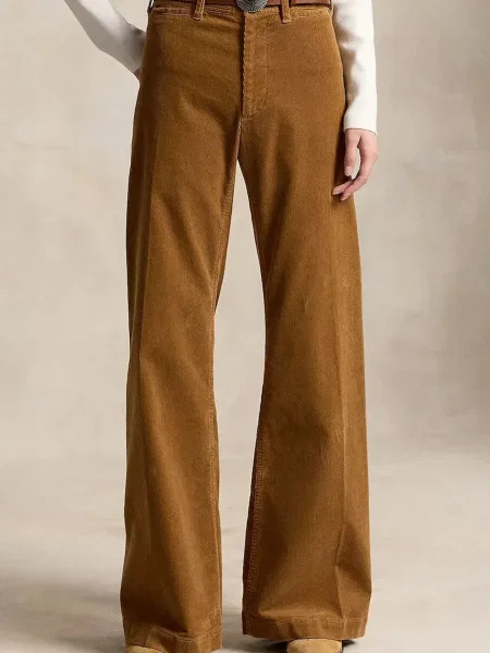 Polo Ralph Lauren flare hlače z bombažem rjava