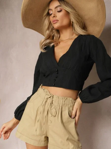 Șorturi cu și în talie cu șnur Amalilena bej