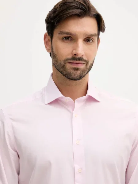 Рубашка Hackett London с итальянским воротником розовая