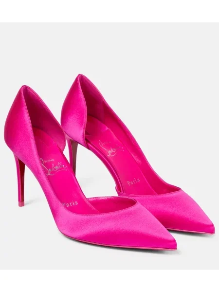 Pantofi cu toc Christian Louboutin din satin roz