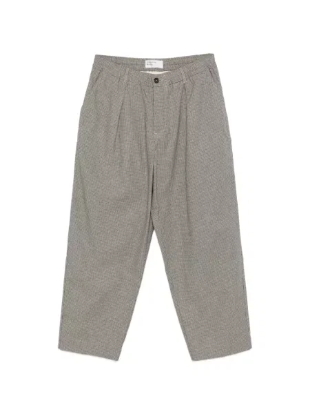 Kostkované plisované kalhoty Universal Works šedé