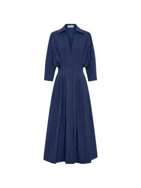 Cu centură rochie maxi Nicholas de lână albastru