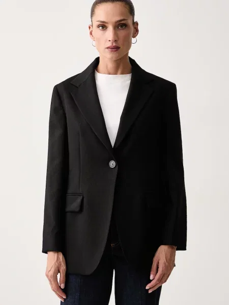 Weekend Max Mara sacou cu un singur rând de pentru femei din lână WKDASTA negru