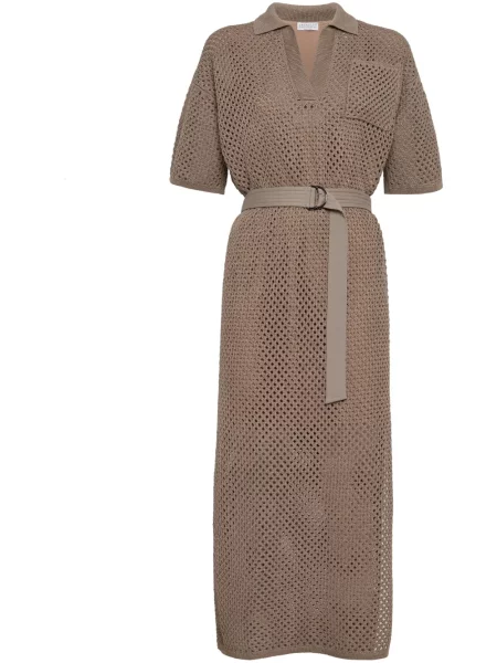 Rochie midi Brunello Cucinelli tricotate maro