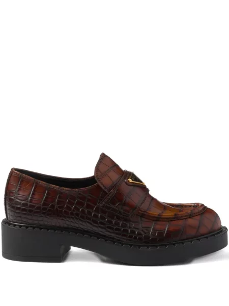 Loafers Prada s potiskem hnědé