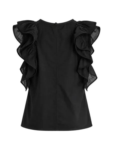 Top Kaos cu volane negru