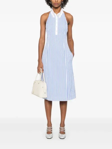 Rochie midi Thom Browne cu dungi până la genunchi de costum albastru